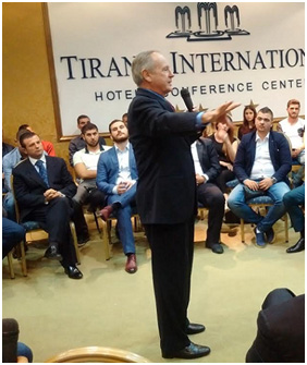 Jack Wheeler speaking in Tirana